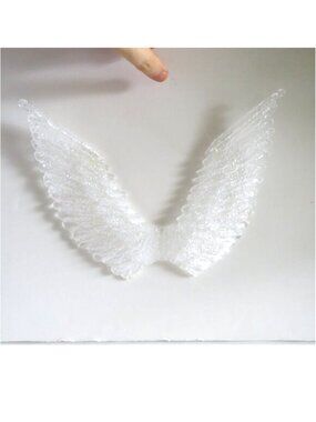 Clear Acrylic Angel Wings Replacement Part  8" Textured Sparkle Wings Icy